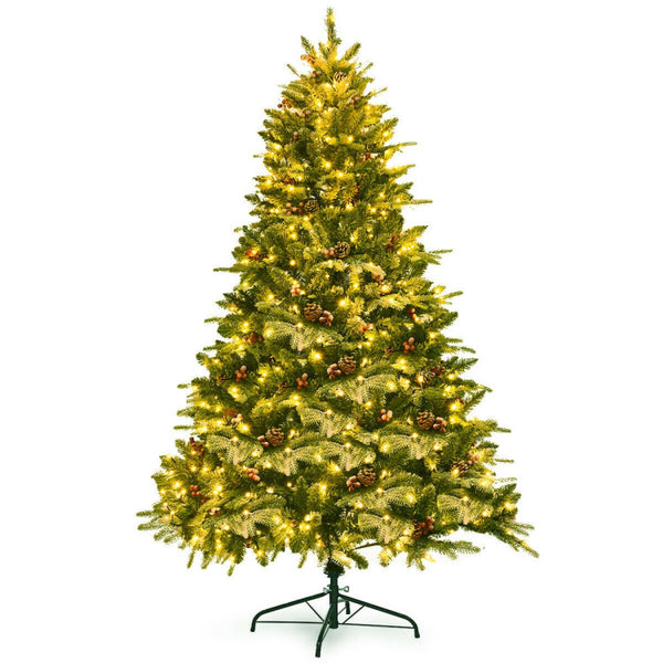 6 Feet Pre lit Snow Flocked Hinged Artificial Christmas Tree