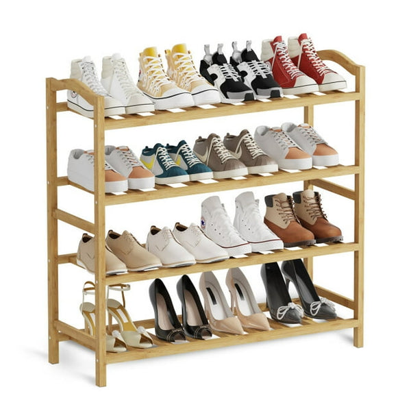 Harigal 4 Tiers Bamboo Shoe Rack Shoe Storage Organizer for Entryway Closet