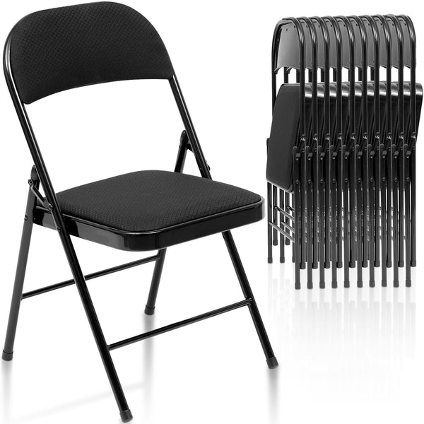 Fenbeli 10 Pack Folding Chairs Comfortable Folding Chair Set for Events, Meetings, and Everyday Use, Black