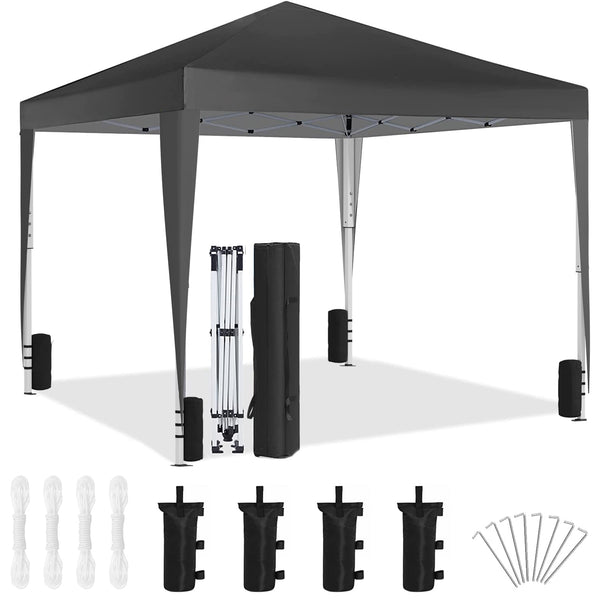 Fenbeli 10x10ft Pop Up Canopy Outdoor Durable Portable Folding Instant with 4 Sandbag & Carrying Bag/Adjustable Height Black