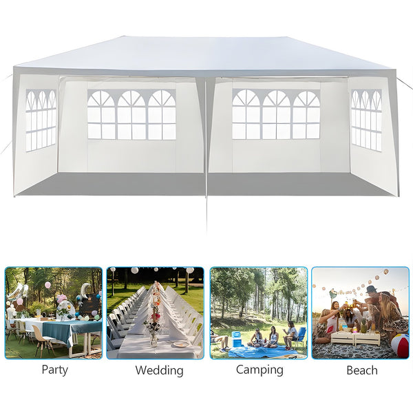 10ftx20ft Outdoor Canopy Weather-resistant Tent Wedding Party Tent 4 Sidewalls W/Carry Bag