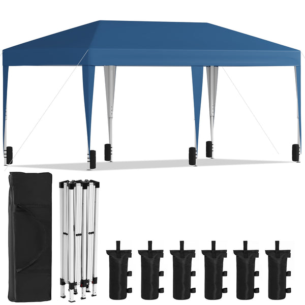 Fenbeli 10x20 Pop Up Canopy Easy Setup Outdoor Canopy Tent for Events, Camping, and Backyard, Blue