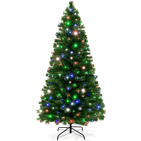 6Ft Pre-Lit Artificial Christmas Tree 250 LED Lights, Green