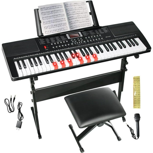 61 Key Electronic Keyboard Piano Set, Black