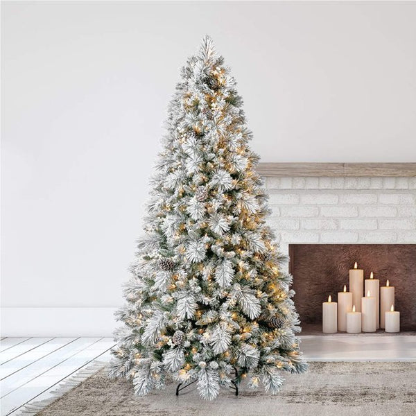 6ft Prelit Snowdrift Flocked Artificial Christmas Tree