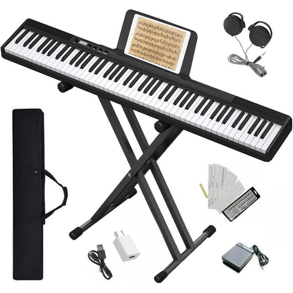 88 Key Electronic Keyboard Piano Set, Black