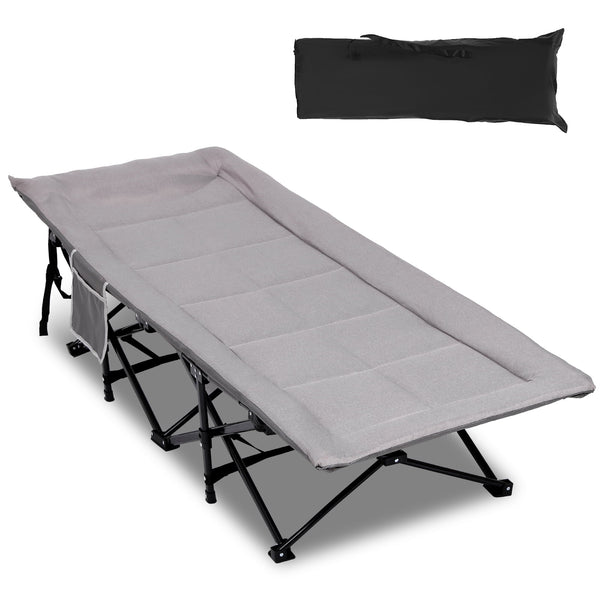 Folding Camping Cot for Adults, Padded Camp Cots for Sleeping Portable Camping Bed for Outdoor Travel Folding Cot Heavy Duty with Carry Bag