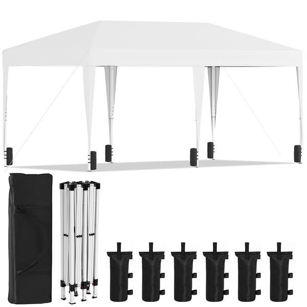 Instant Outdoor Canopy Tent 10x20 pop up Canopy Tent with Sand Weight Bag, White