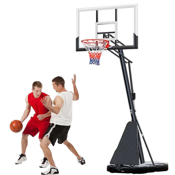 SKONYON Portable Basketball Hoop 54in Impact Stand Adjustable Height with Shatterproof Backboard Wheels for Outdoor Play