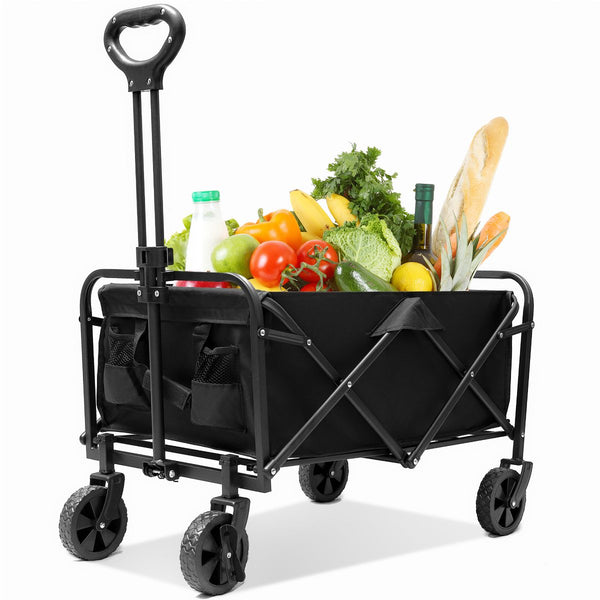 SKONYON Folding Heavy Duty Utility Cart Wagon with Wheels Holds Up to 165 Pounds