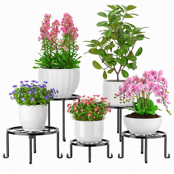 SKONYON Set of 5 Metal Plant Stands Flowerpot Holders Indoor Outdoor