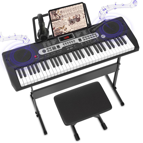 SKONYON Electric Keyboard Piano W/Lighted Keys for Beginners