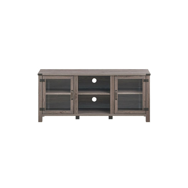 SKONYON Spacious 65-Inch TV Stand with Storage Cabinets and Shelves in Gray