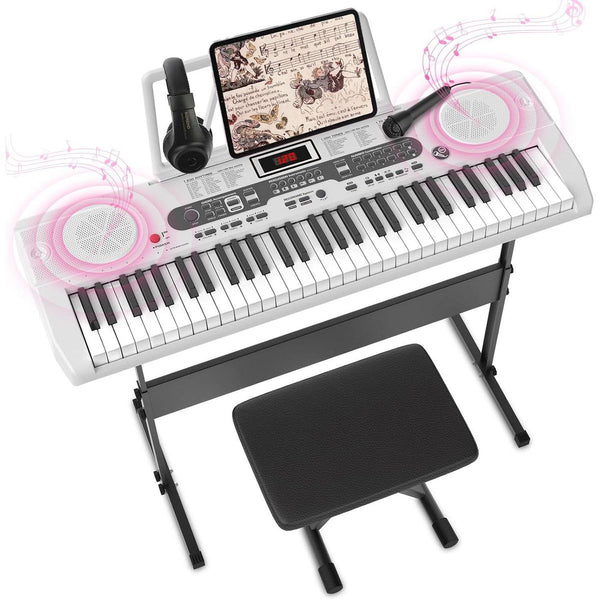 SKONYON Electric Keyboard Piano W/Lighted Keys for Beginners