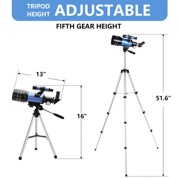 Telescope for Kids, 70mm Aperture Refractor Telescopes for Astronomy Beginners, Portable Travel Telescope with Phone Adapter And Wireless Remote