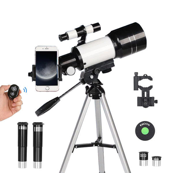 Telescope for Adults And Kids, 70mm Aperture Aperture Astronomical Refractor Telescopes for Astronomy Beginners, 300mm Portable Travel Telescope