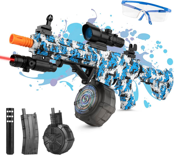 Gel Ball Blaster with Drum And Mag, Automatic and Manual Splatter Blaster, Electric Splat Blaster,Blue