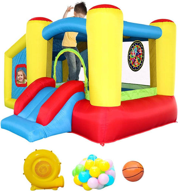 Inflatable Bounce House Slide Jumping Bouncy Castle House with Air Blower for Kids