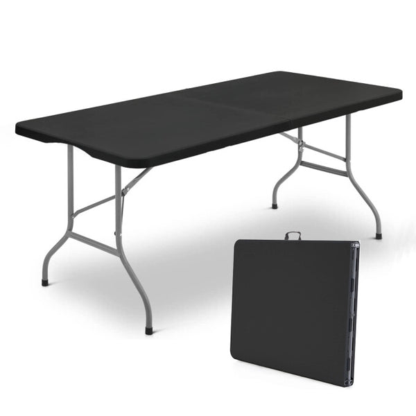 6ft Table, Folding Utility Table, Fold-in-Half Portable Plastic Picnic Party Dining Camp Table