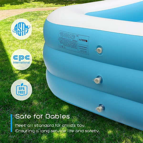 Inflatable Pool, Family Lounge Swimming Pool with Seat for Kids