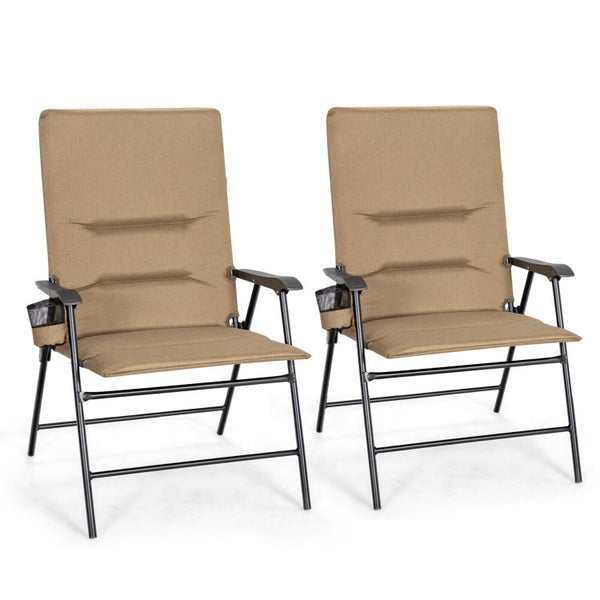 2 Pieces Patio Padded Folding Portable Chair Camping Dining Outdoor