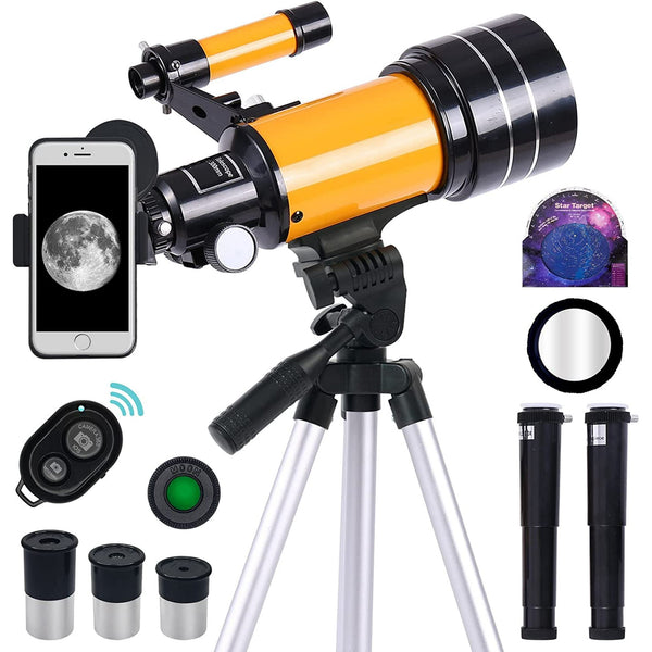 300mm Focal Length Portable Refractor Telescope, AZ Mount, Phone Adapter