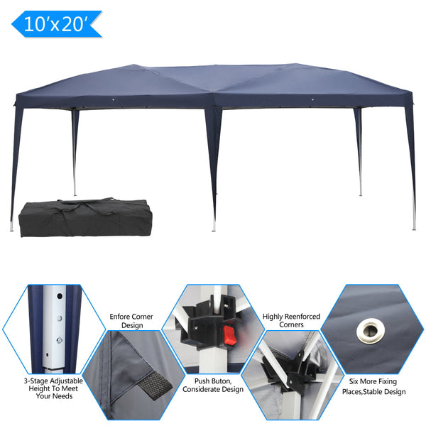 10'x20' Pop up Canopy Tent Outdoor Folding Patio Gazebo Shade Blue