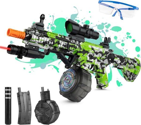 Gel Ball Blaster with Drum And Mag, Automatic and Manual Splatter Blaster, Electric Splat Blaster,Green