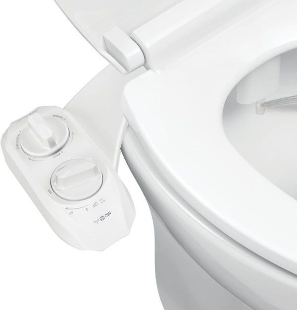 Toilet Seat, Innovative Hinges to Clean, Slide-in Easy Install, Advanced 360 Self-Clean, Dual Nozzles, Feminine Rear Wash (White)