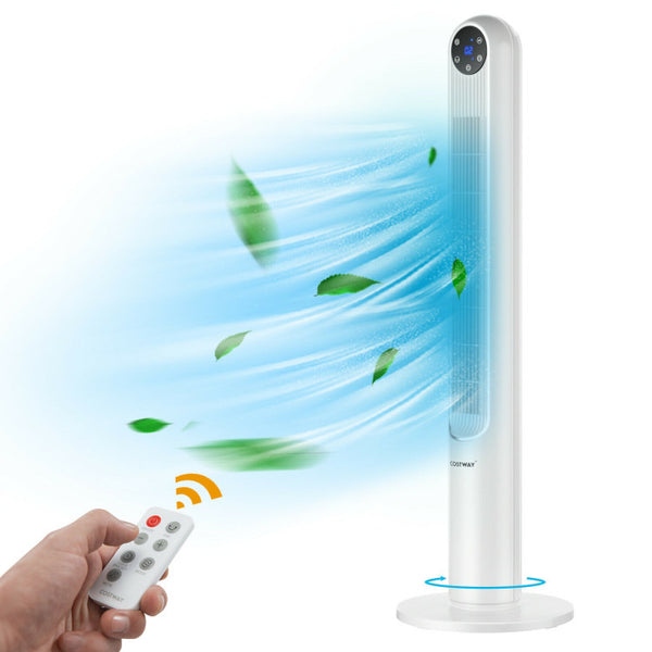 42 Inch 80 Degree Tower Fan with Smart Display Panel and Remote Control