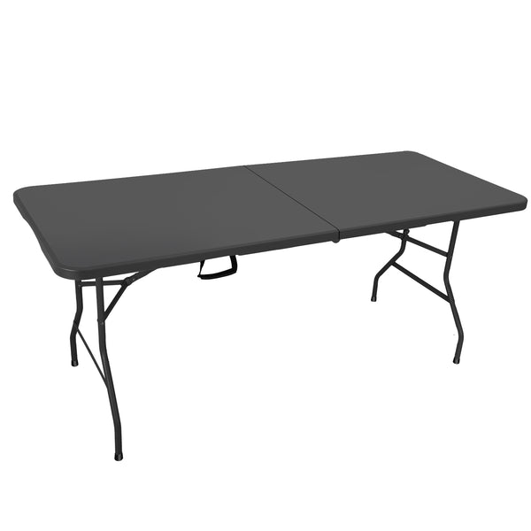 Folding Tables 6 Ft Long Plastic Folding Table Heavy Duty, Outdoor and Indoor Foldable Table 6Ft for Picnic, Dinning, Party, Black