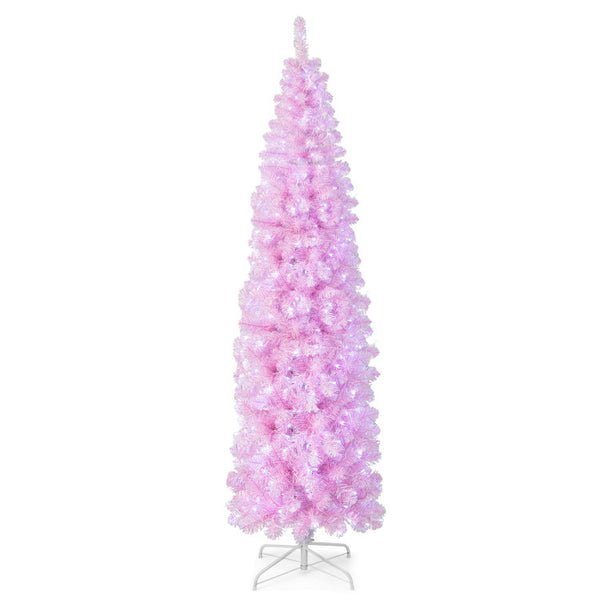 7 FT Pre lit Artificial Christmas Tree with Branch Tips LED Lights Metal Stand