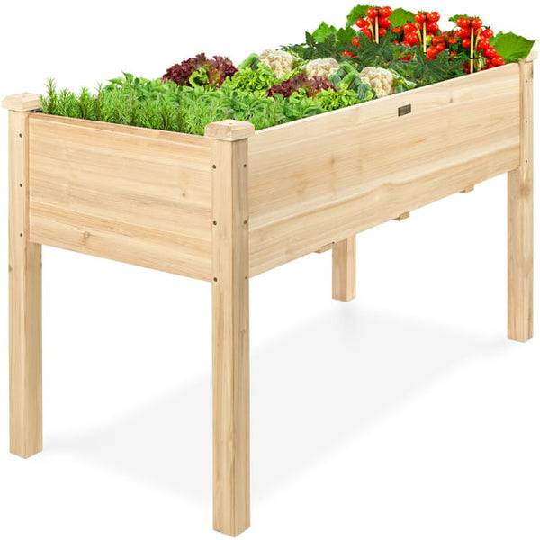 48.5x24x30in Elevated Raised Wood Planter Garden Bed Box Stand for Backyard, Patio - Natural