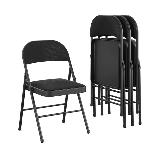 Fabric Folding Chair, 4-Pack, BLACK