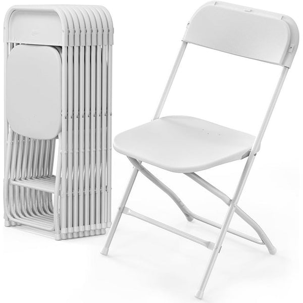 10 Pack Plastic Folding Chair White