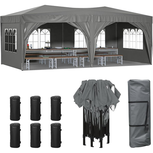 10x20 Pop Up Canopy Tents for Parties Canopy Party Tent Grey