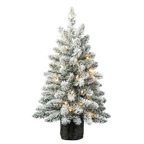 24inch Pre-Lit Cooper Flocked Spruce Artificial Christmas Tree with Clear LED Lights