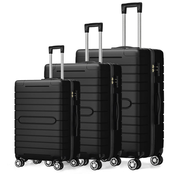 3 Piece Luggage Sets ABS Hardshell Hardside Lightweight Suitcase with Durable Spinner Wheels,Silver