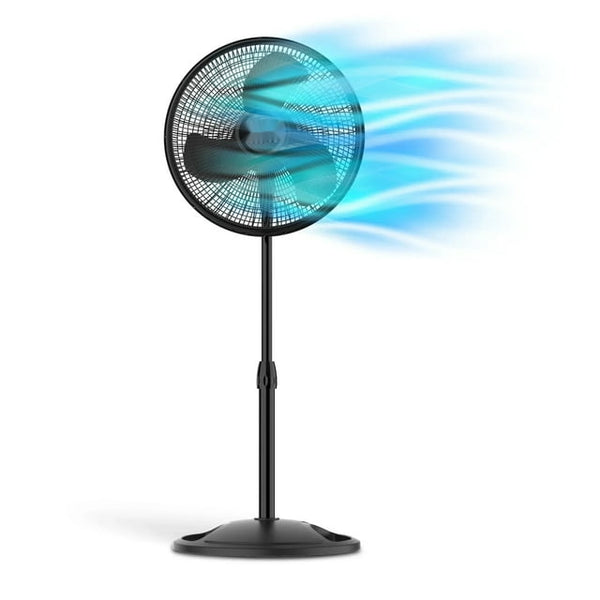 3-Speed Pedestal Fan with Remote and Time, Black