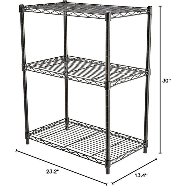 3 Tier Grey Storage Shelving Unit Steel Organizer Wire Rack Black