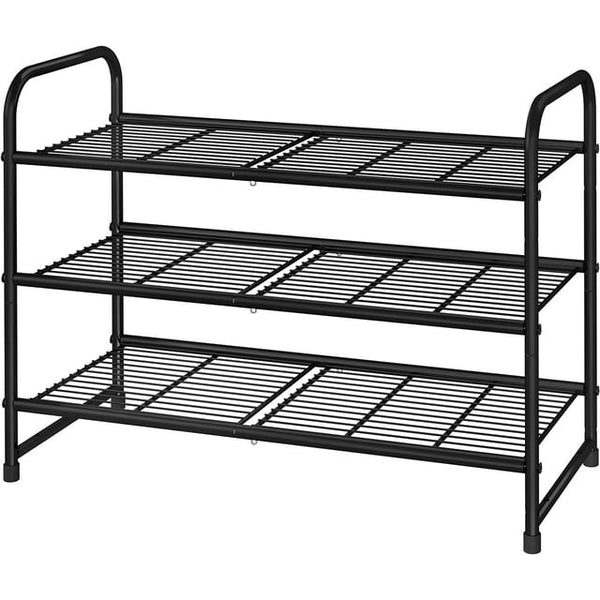 3 Tier Stackable Shoe Rack, Black