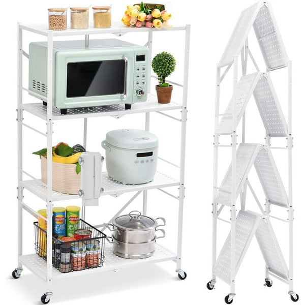 4 Tier Storage Shelving Unit with Lockable Wheels