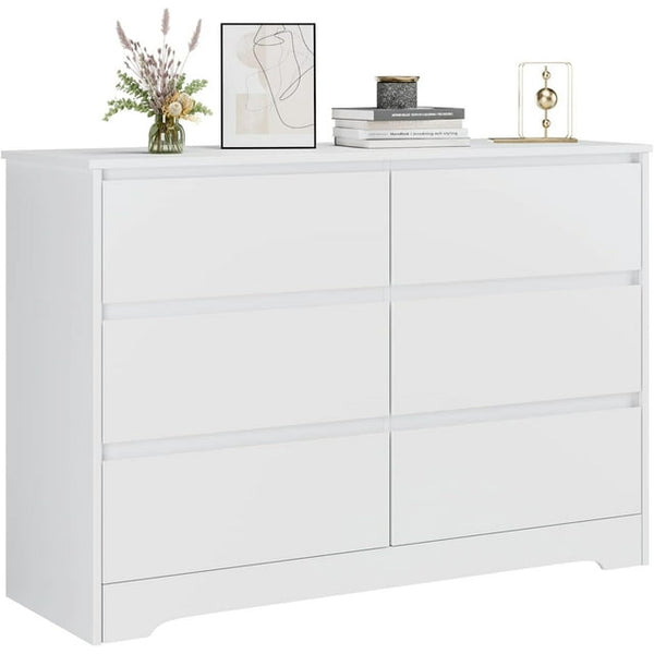 6 Drawer Double Dresser White