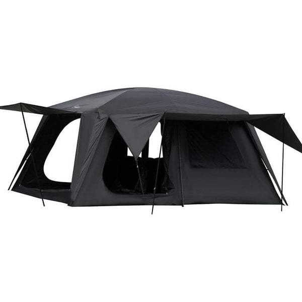 6 Person Camping Tent with 3 Door 2 Room Black