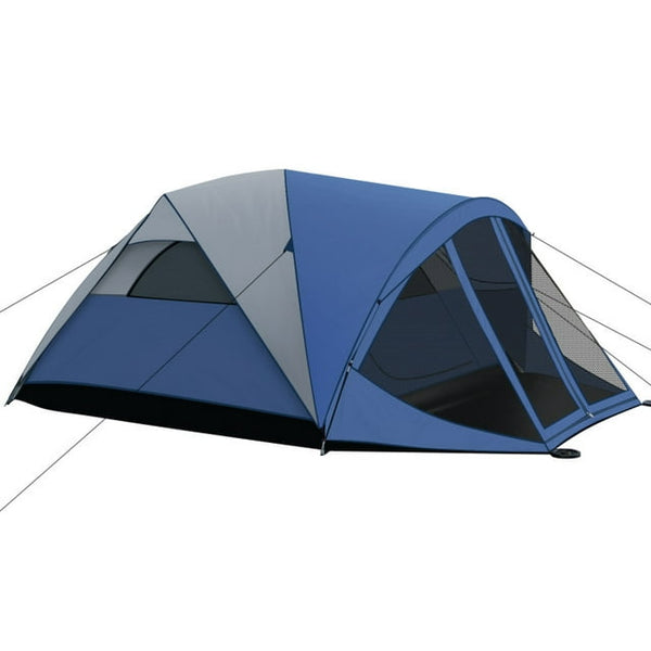 6 Person Large Camping Dome Tent with Screen Room Porch and Removable Rainfly