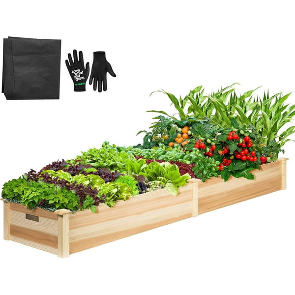 8 X 2Ft Wooden Raised Garden Bed Outdoor Wood Planter Box