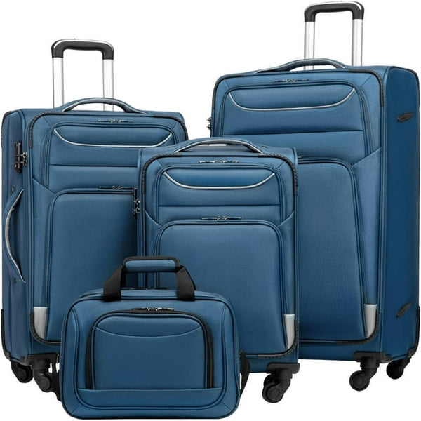 Luggage 4 Piece Set Suitcase Spinner TSA Lock Blue