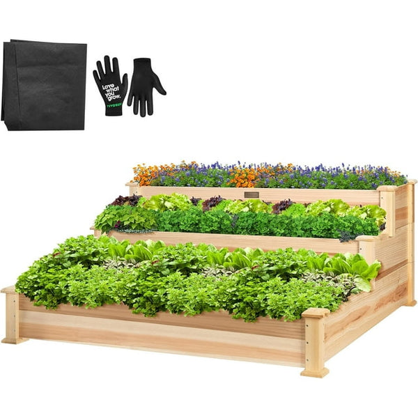 Wood Raised Garden Bed 48 x 48 x 21 Inches