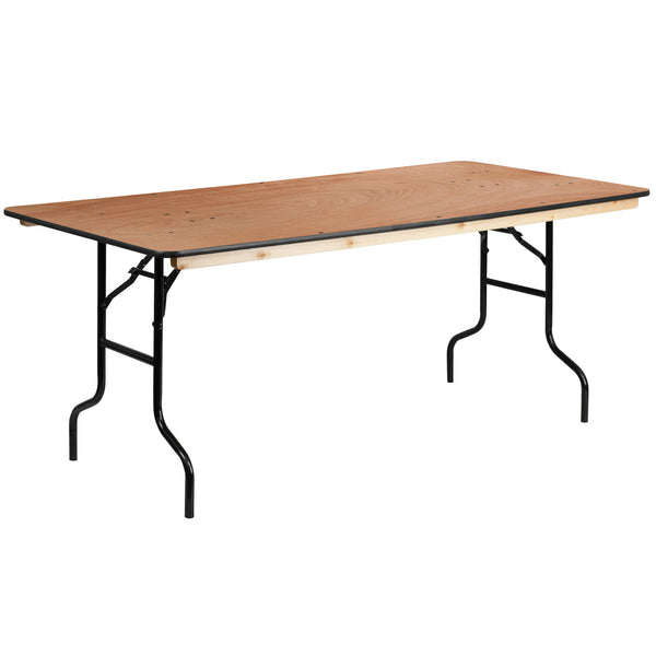 Fielder 6-Foot Rectangular Wood Folding Banquet Table