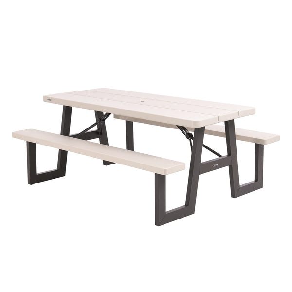 6-Foot W-Frame Desert Sand - HDPE Folding Picnic Table